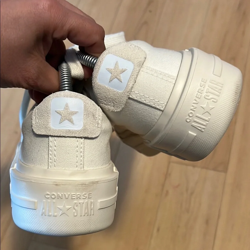 Converse Cream Platform Sneakers with Chunky Sole